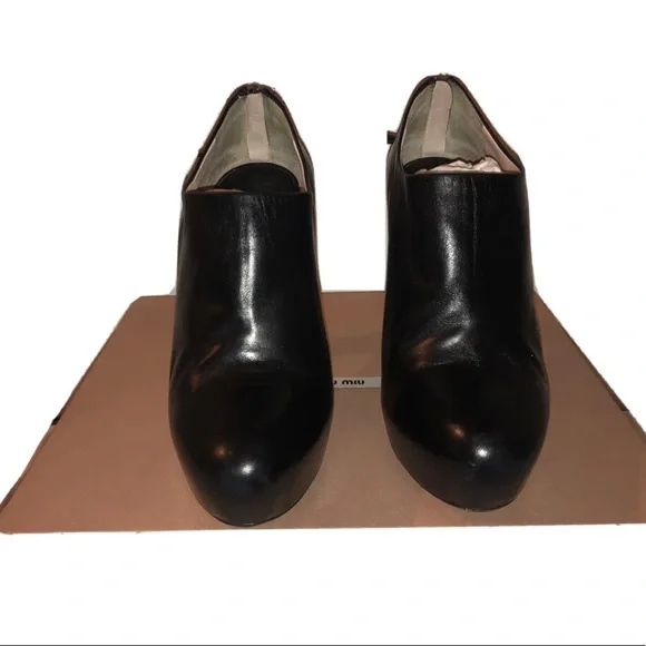 MIU MIU Calzature Donna Nappa Glitter Platform Black Leather Booties 6 - Picture 13 of 16